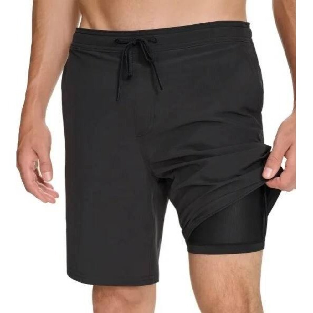 NWT Kirkland Signature Swim Short Men's L Black  Polyester Stretch